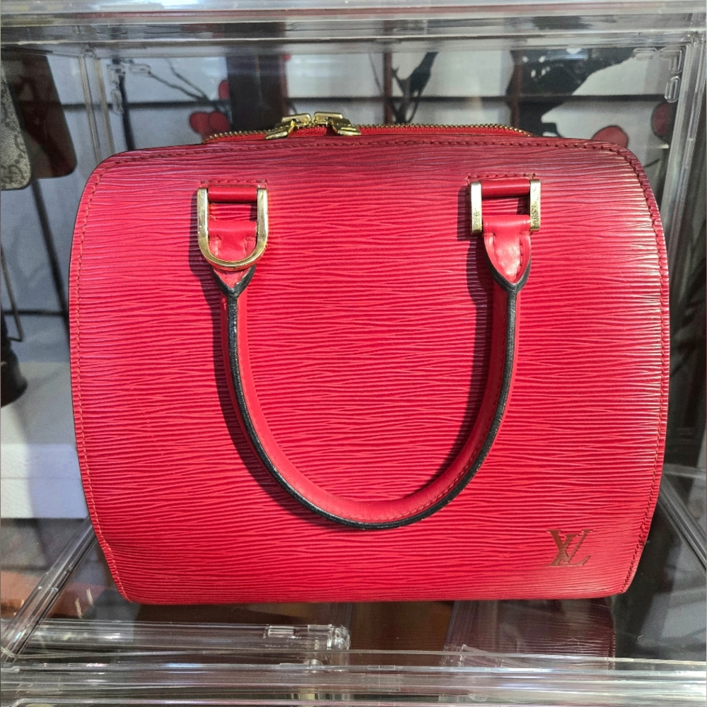 Red Louis Voutton Epi Leather Bag, COA